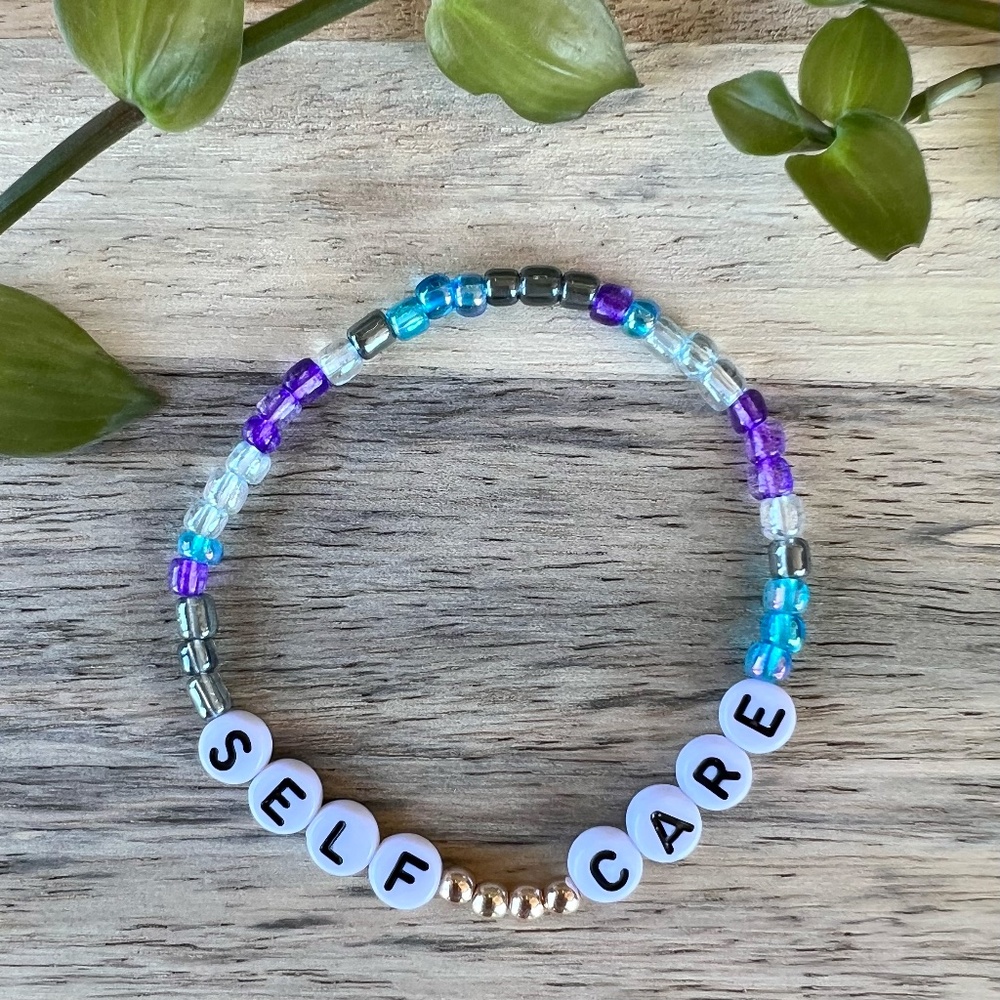 Self Care | Mac Miller Inspired Beaded Bracelet | Blue & Purple Seed Bead